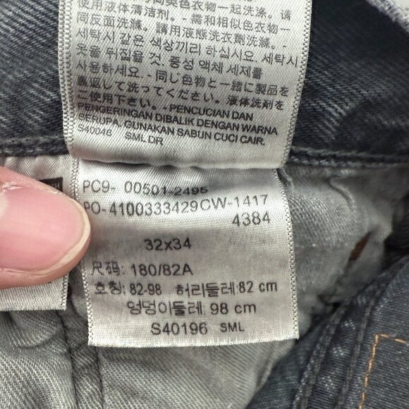 Levis 501 Jeans Mens 32x34 Black Original Fit Straight Leg Button Fly - Picture 4 of 14